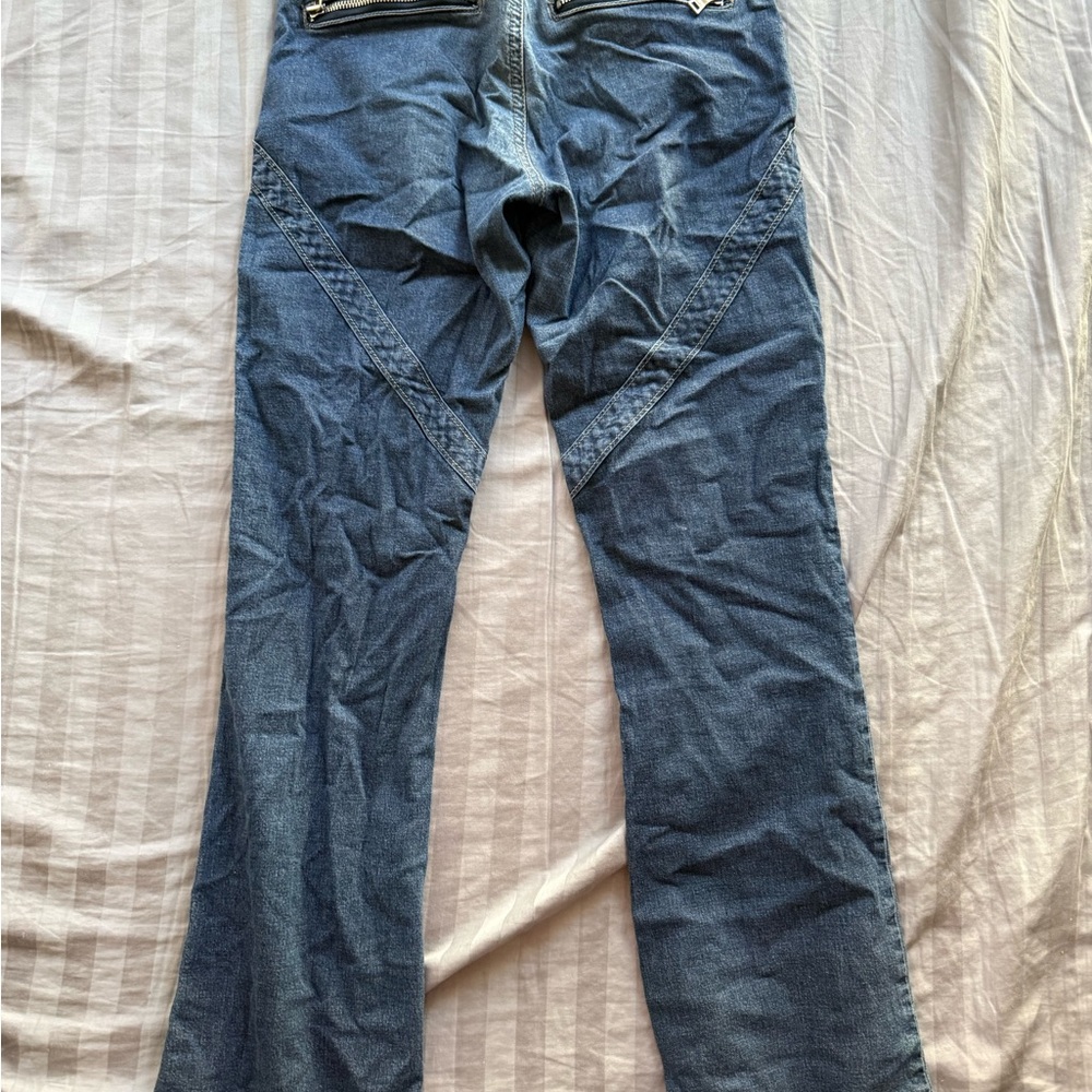 Guess Women's Blue Flare cargo Jeans with Zipper Accent vintage Y2K - Picture 5 of 5